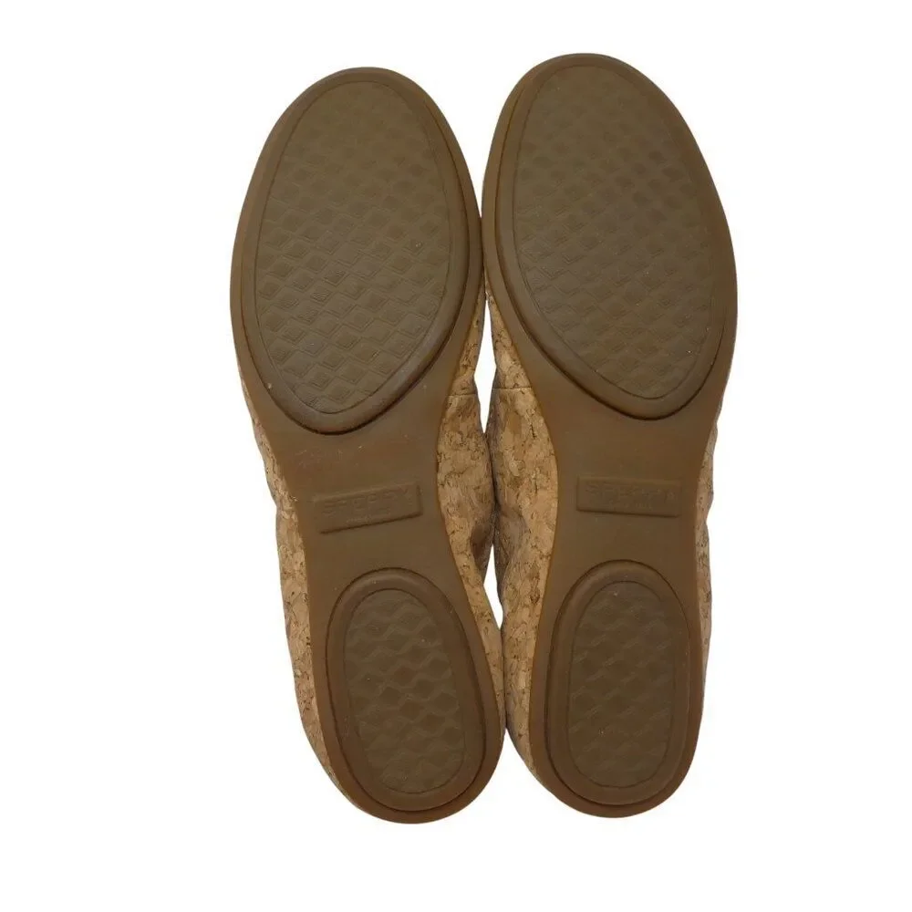 Sperry Brown Cork‎ Leather Ballet Flats Womens 9.5